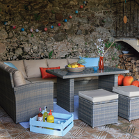 Conjunto Jardin Bali Mesa Alta + 2 Sofas + 2 Pufs 