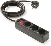 Base Multiple Regleta con Interruptor 3 Tomas 1,5 m Negro