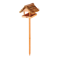 Comedero para Pajaros con Techo de Paja y Poste