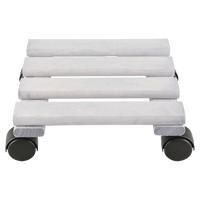 Carro Porta Macetas Madera Cuadrado Blanco