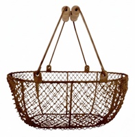 Juego 3 Cestas Alambre Ovaladas Marrones