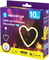 Adorno Navidad Figura Corazon  con Luz a Pilas con Ventosa