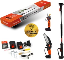Altuna Kit de Poda a Bateria de Titanio - Motosierra a Bateria + Tijeras de Podar Electricas + Pertiga Telescopica + Maletin y Funda