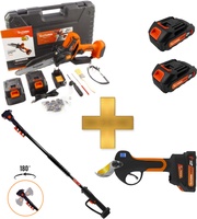 Altuna Kit de Poda a Batería de Titanio - Motosierra a Batería AF180 + Tijeras de Podar Eléctrica AF37 + Pértiga Telescópica AFPER2 Altuna Kit de Poda a Batería de Titanio - Motosierra a Batería AF180 + Tijeras de Podar Eléctrica AF37 + Pértiga Telescópica AFPER2