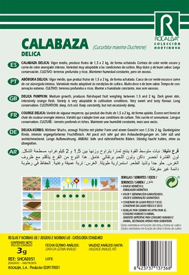 Semilla Calabaza Delicia 3 gr