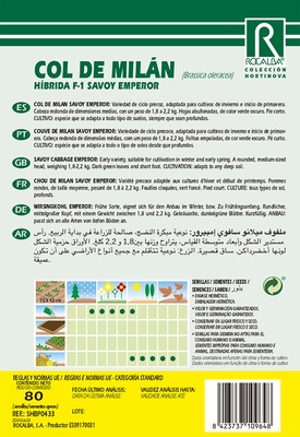 Semilla Profesional Col de Milan Hibrida F1 Savoy Emporr