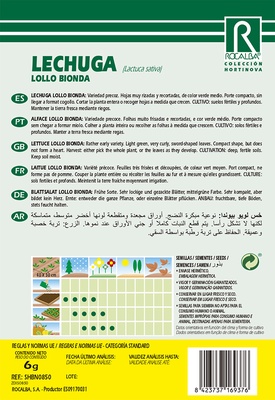 Semilla Lechuga Crispa Lollo Bionda