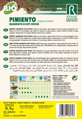 Semilla Ecologica Pimiento Quadrato Dasti Rosso