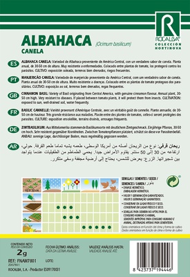 Semilla Albahaca Canela 2 gr.
