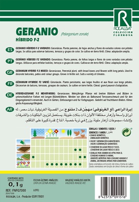 Semilla Geranio Hibrido F-2 Variado
