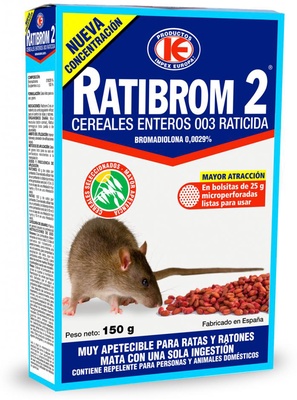 Raticida Ratibrom 2 Grano Cereales 150 gr