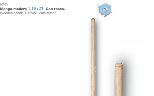 Mango Escoba Madera 1,20x 22 con Rosca Buque