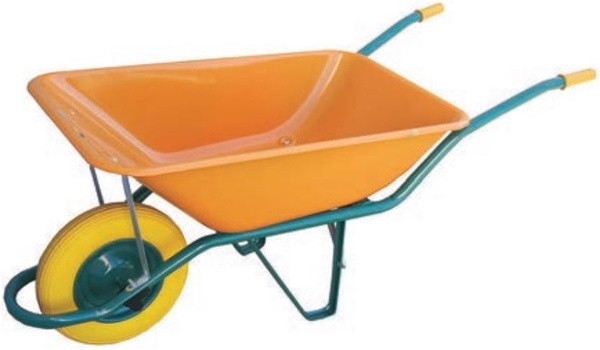 Carretillo Europa Amarillo Obra Rueda Maciza 90 Litros