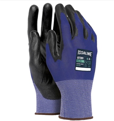 Guante Seguridad Ultraligero Poliuretano Azul Talla 9