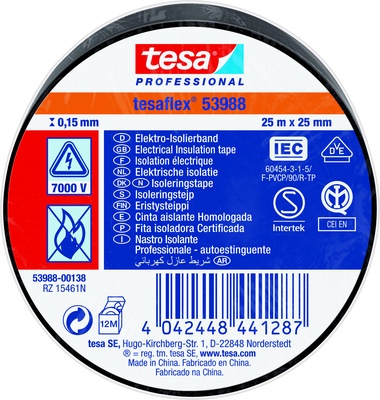 Cinta Aislante Tesa Negra 25 mm 25 Metros 