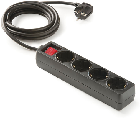 Base Multiple Regleta con Interruptor 4 Tomas 1,5 m Negro