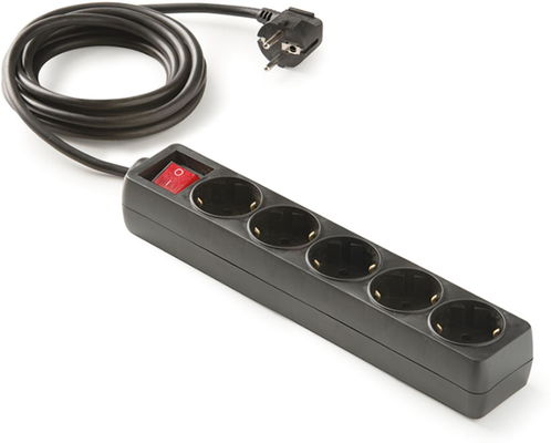 Base Multiple Regleta con Interruptor 5 Tomas 1,5 m Negro