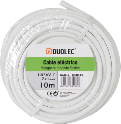 Cable El�ctrico Bipolar Manguera Duolec Blanco 10m