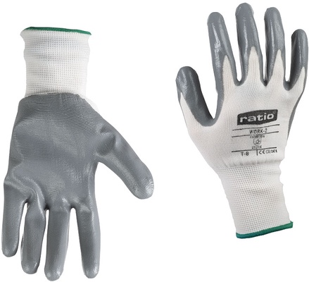 Guante Nylon Recubierto Nitrilo Gris Work 2 Talla 9