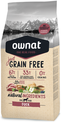 Pienso Perros Ownat Just Grain Free Adult Pato 14 kg