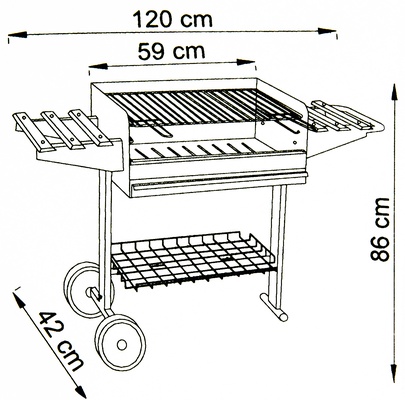 Barbacoa Carbon Modelo Berlinda 120x42x86 cm