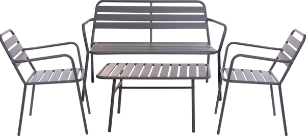 Conjunto Jardin Metalico Set 4 Piezas Gris