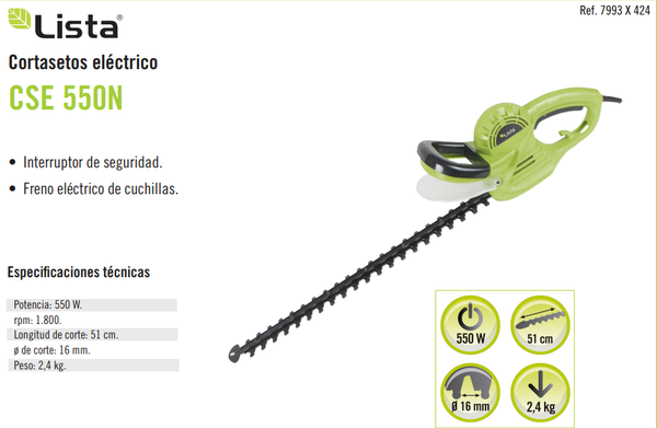 Cortasetos El�ctrico Lista Cse 550n