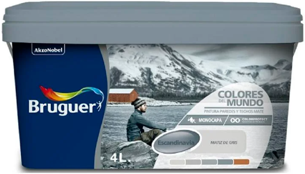 Pintura Plastica Bruguer Colores del Mundo Escandinavia Matiz de Gris 4 L