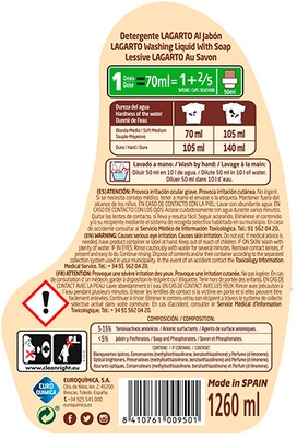 Detergente Lagarto Al Jabon 18 Lavados