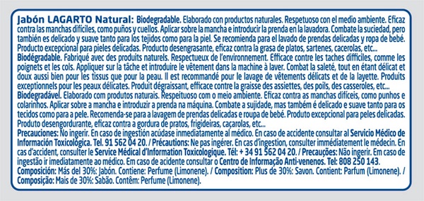 Pastilla Jabon Lagarto Natural 250 gr