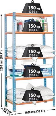 Estanteria Kit Maderclick Plus 5/500 2000x1000x500 mm.