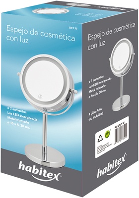Espejo Aumento Cromado Led 16cm Habitex