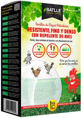 Semilla Cesped Resistente Fino y Denso con Repelente de Aves 1 kg