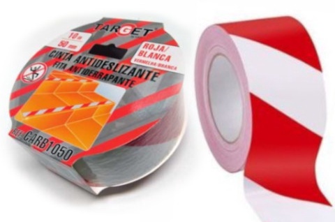 Cinta Antideslizante Roja/Blanca 10m x 50mm