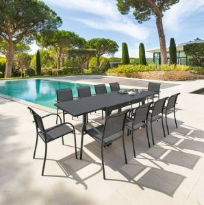Mesa Extensible 90/180x90xh.75 cm Serie Piazza Grafito