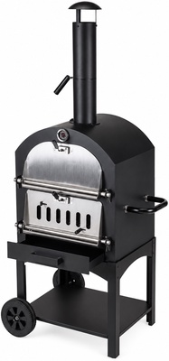 Barbacoa de carbón con horno para pizza Koopman 68 x 48 x 156 cm con ruedas Barbacoa de carbón con horno para pizza Koopman 68 x 48 x 156 cm con ruedas