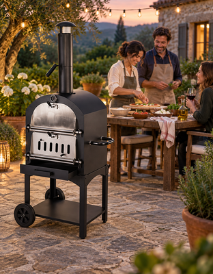 Barbacoa de carb�n con horno para pizza Koopman 68 x 48 x 156 cm con ruedas