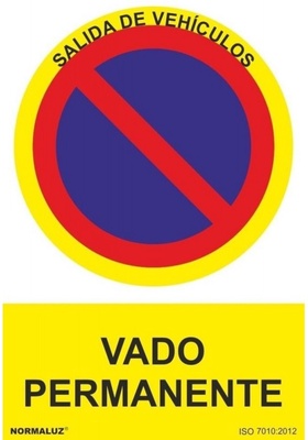Señal Prohibido Vado Permanente PVC 0,7mm 210x300mm Señal Prohibido Vado Permanente PVC 0,7mm 210x300mm
