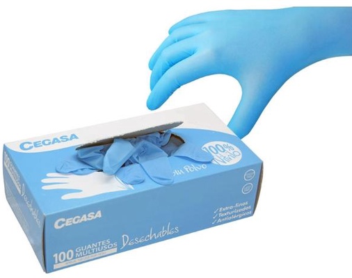 Guantes Cegasa Nitrilo Azul T7-7,5 100 Uds