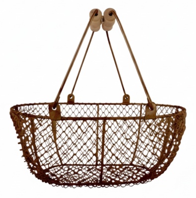 Juego 3 Cestas Alambre Ovaladas Marrones