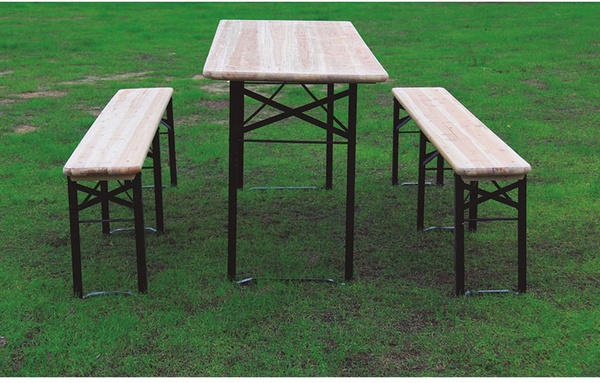 Conjunto 2 Bancos + Mesa de Madera/Acero