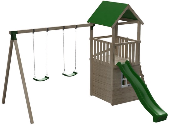 Parque Infantil Tibidabo Lona L Casita y Rampa de Escalada Columpio Doble