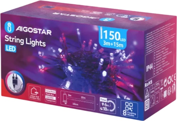 Luces Led Navidad Roja y Azul Max 3.6W 15 Mt