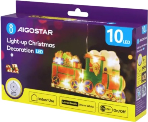 Adorno Navidad Figura Luz Tren a Pilas con Ventosa