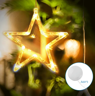 Adorno Navidad Figura Estrella con Pilas y Ventosa
