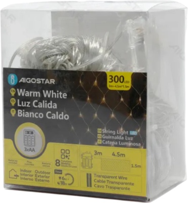 Tira Luces Led Navidad con Pila Luz Calida 4,5x1,5 m