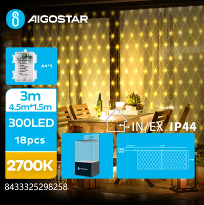 Tira Luces Led Navidad con Pila Luz Calida 4,5x1,5 m