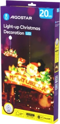 Adorno Navidad Figura Feliz Navidad con Luz con Pilas y Ventosa