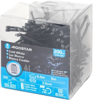 Cadena Luces Navidad con Pilas Luz Fria 100 Led 10 Metros