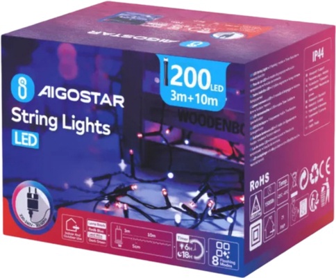 Tira Luces Led Navidad con Pila Luz Roja y Azul 15 Mt